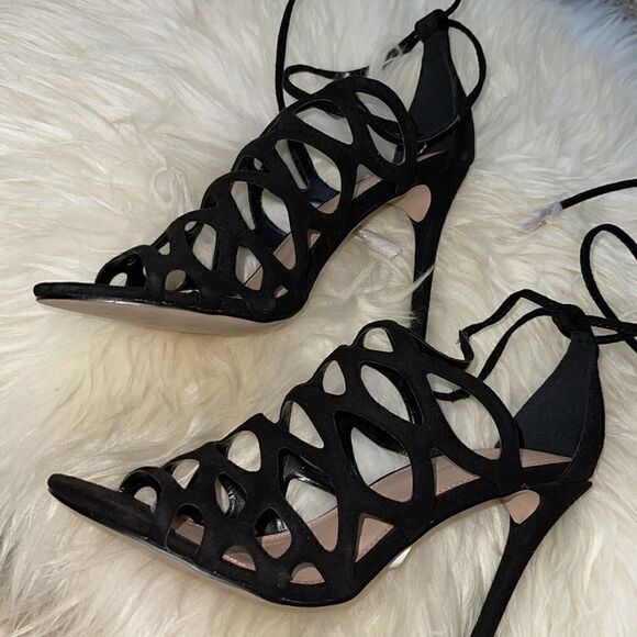 BCBGenration strappy sandals heels womens size 7.5 black - Picture 3 of 6